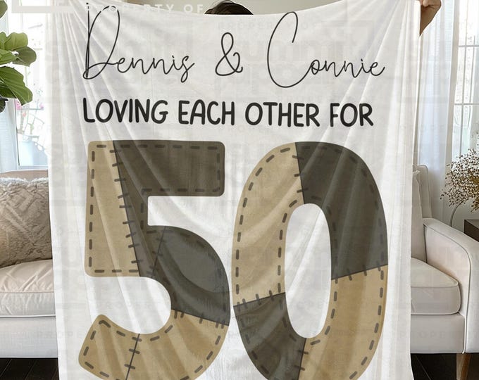 Personalized 50th Anniversary Blanket, Custom Wedding Gift