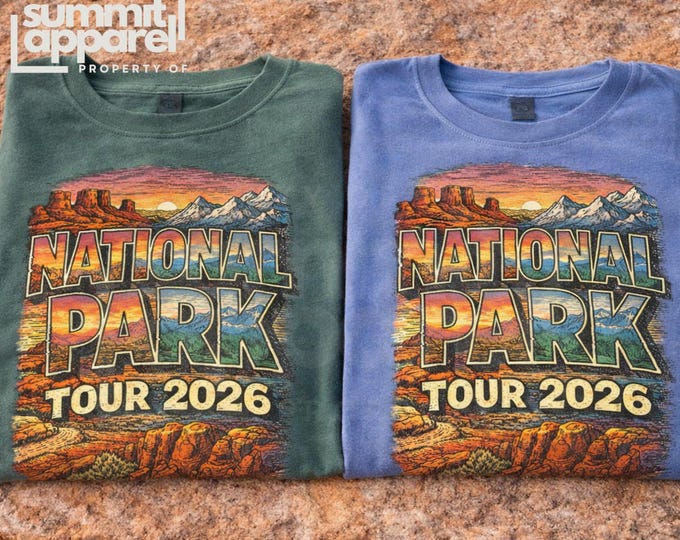 National Park Tour 2026 T-Shirt | Colorful Retro National Parks Shirt, Comfort Colors National Park Tour Shirt, NP 2026 shirt,