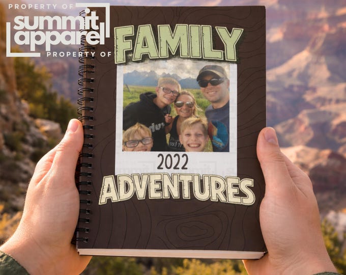 Custom Photo Family Adventure Travel Notebook Spiral Ruled Journal | Photo Cover