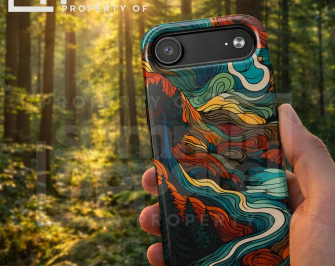 Abstract Colorful Mountain Line Art Phone Case | Protective Slim Case