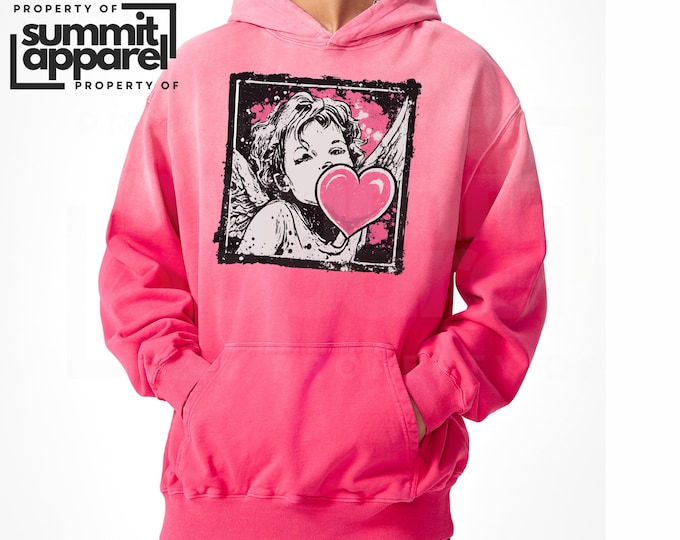 Cupid Graphic Hoodie, Valentines Day Oversized Sweatshirt