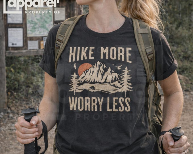Hike More Worry Less Graphic T-Shirt, Nature Tee