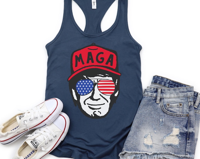 MAGA Trump Aviator Tank Top: USA Patriotic 4th of July