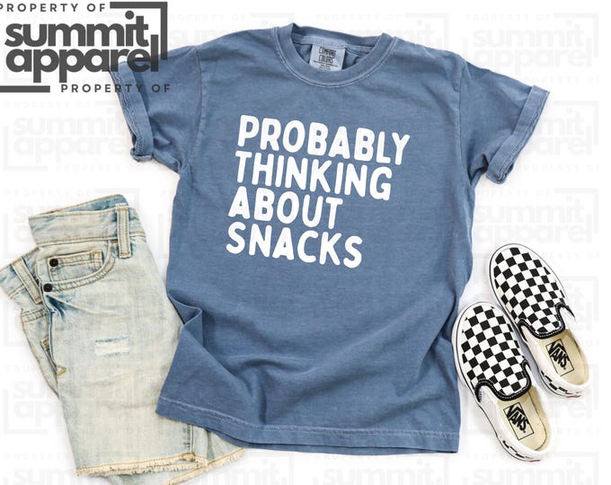 Thinking of Snacks Kids Shirt, Comfort Colors Tee