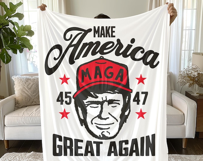 Trump MAGA Velveteen Plush Blanket: Polyester Throw