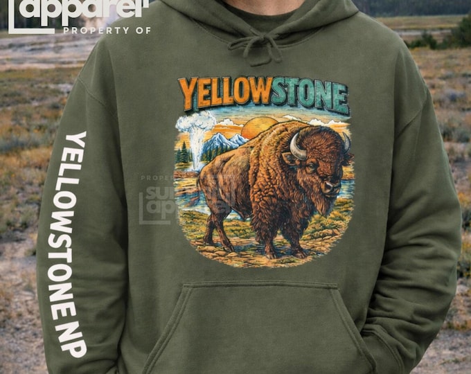 Yellowstone National Park Hoodie, Outdoor Apparel, Gift for National Park Lover, NP hoodie, retro NP Hoodie