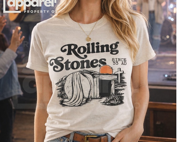 He is Risen Graphic Tee: Rolling Stones Easter T-Shirt