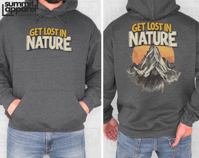Get Lost in Nature Mountain Sunset Crewneck Sweatshirt | Outdoor Adventure