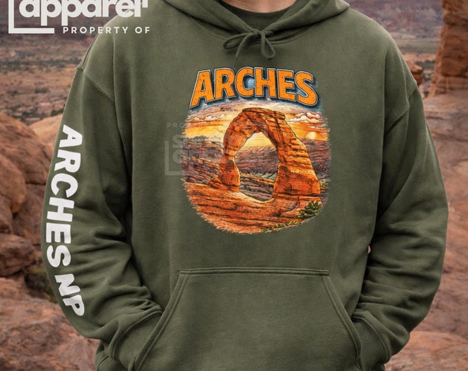 Arches National Park Hoodie, Outdoor Apparel, Gift for National Park Lover, NP hoodie, retro NP Hoodie
