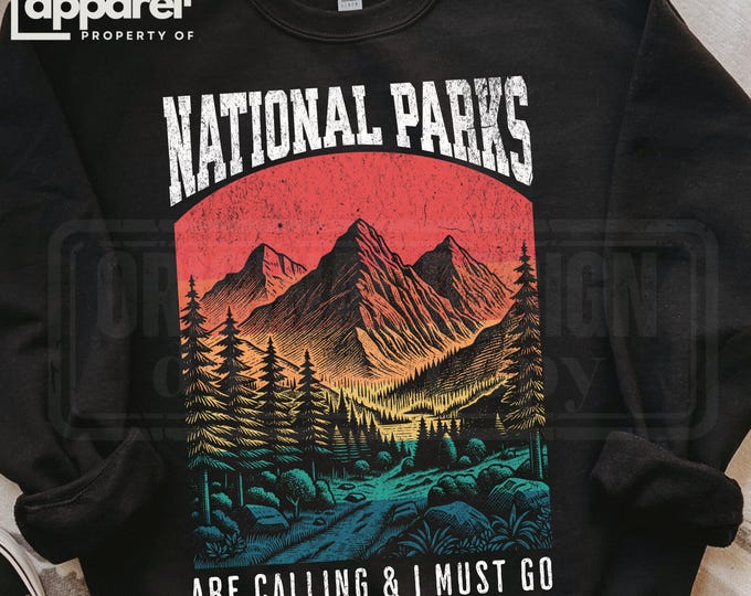 National Parks Crewneck Sweatshirt, Retro Nature Graphic