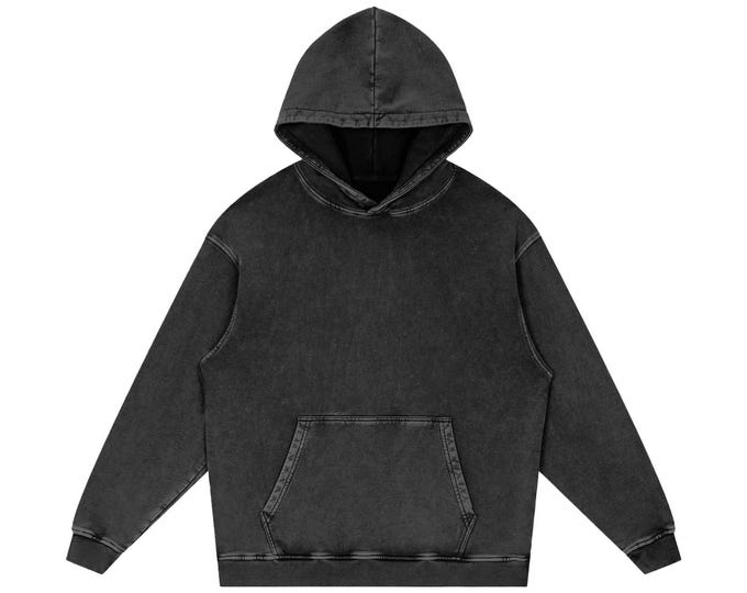 Vintage Washed Cotton Hoodie, Distressed Grunge Style