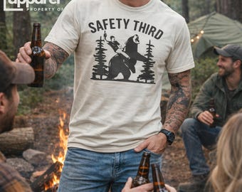 Funny Safety Third Bear Riding T-Shirt - Comfort Colors Unisex Tee