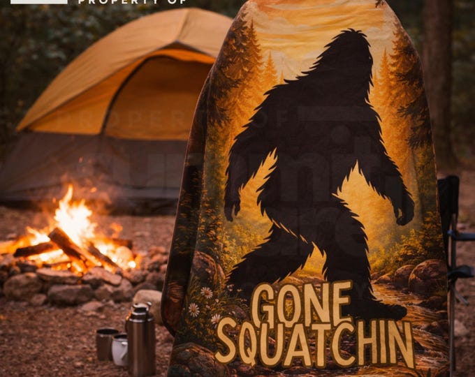 Sasquatch Sunset Nature Velveteen Plush Blanket 60x80" | Forest Camp Throw