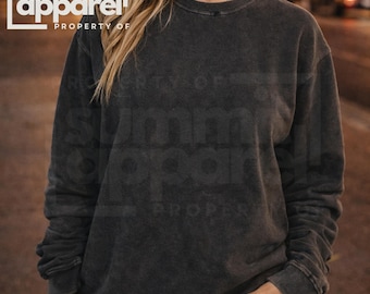 Snow Washed Oversized Sweatshirt, Heavyweight Cotton Crewneck