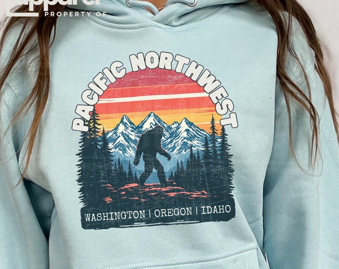 Bigfoot PNW Pullover Hoodie, Washington Oregon Idaho