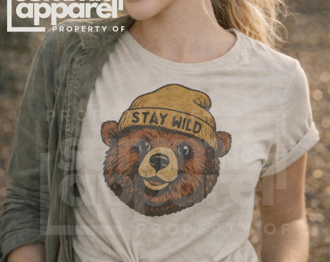 Stay Wild Bear Graphic Tee, Unisex Nature Shirt