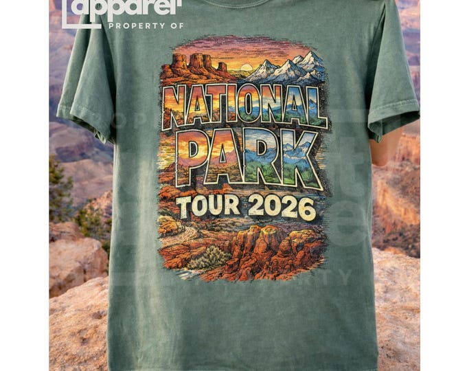 National Park Tour 2026 T-Shirt | Colorful Retro National Parks Shirt, Comfort Colors National Park Tour Shirt, NP 2026 shirt,