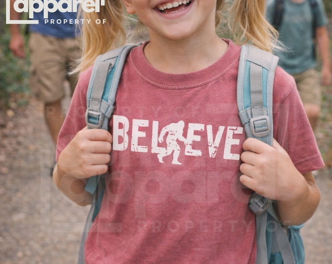 Bigfoot 'Believe' Kids Comfort Colors T-shirt, Youth Nature Tee