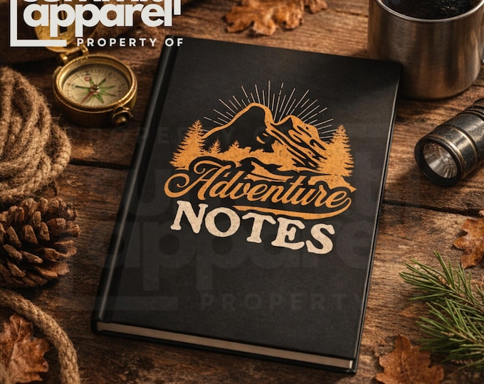 Hardcover Adventure Journal, Mountain Illustration, Lined Pages