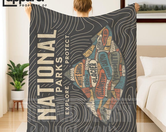 National Park Landscape Squares Velveteen Plush Blanket