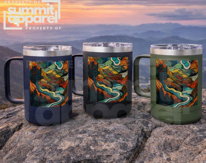 Colorful Mountain and River Mug | 15oz Tumbler