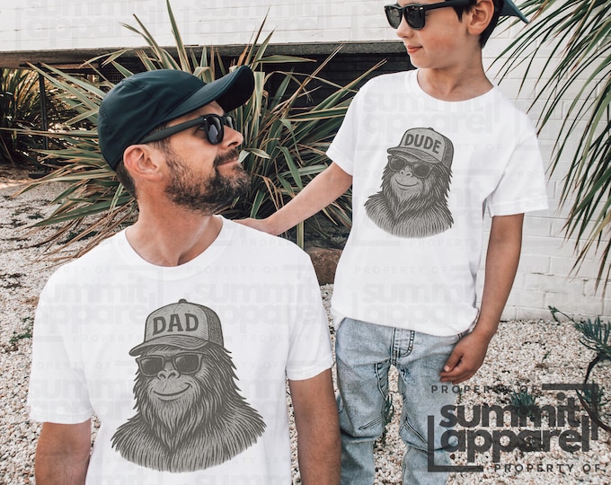 Bigfoot Dad and Dude Matching Comfort Colors Shirts