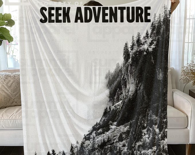 Personalized Adventure Blanket, Travel Couple Gift, Plush Velveteen Throw