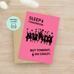 APT Graduierung Karte, Rosie Blackpink Rose, sofortiger digitaler Download, 5x7 Zoll Grußkarte mit A7 Umschlag Vorlage, Sleep Tomorrow