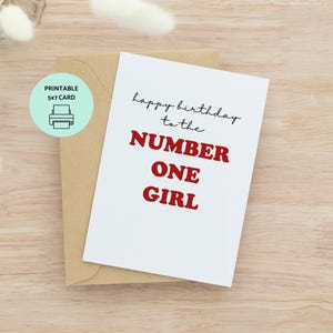 Numero uno stampabile ragazza, Rosie Blackpink Rose, biglietto di compleanno, download digitale istantaneo, biglietto di auguri 5x7" con modello di busta A7, fai da te