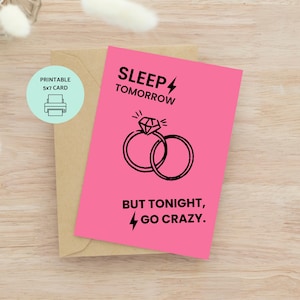 Druckbare Hochzeit APT Karte, Bachelor Bachelorette Brautjungfer, Rosie Blackpink Rose, 5x7 ""Grußkarte, A7 Umschlag Vorlage, Sleep Tomorrow."