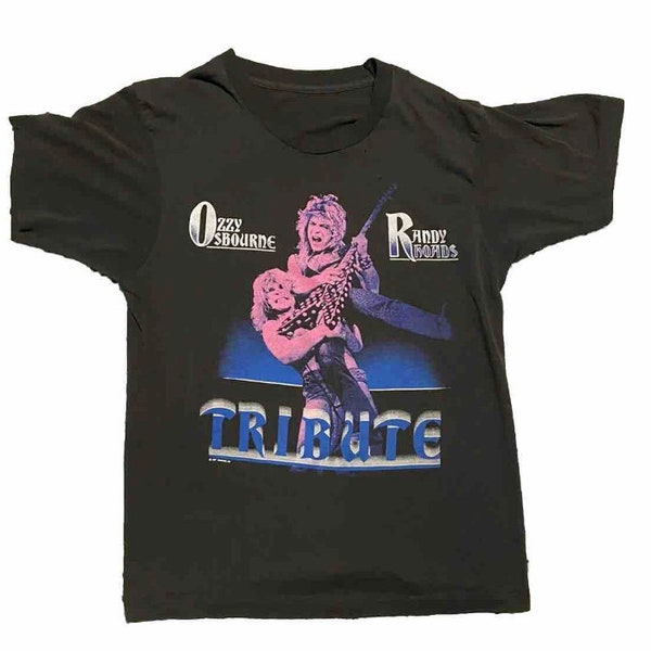 Vintage 1987 Ozzy Osbourne Randy Rhoads Tribute Album Concert T Shirt Small.