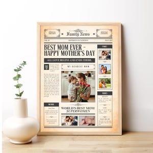 Regalo del Día de la Madre / Póster con foto personalizado / Recuerdo imprimible con descarga digital / Regalo único para ella
