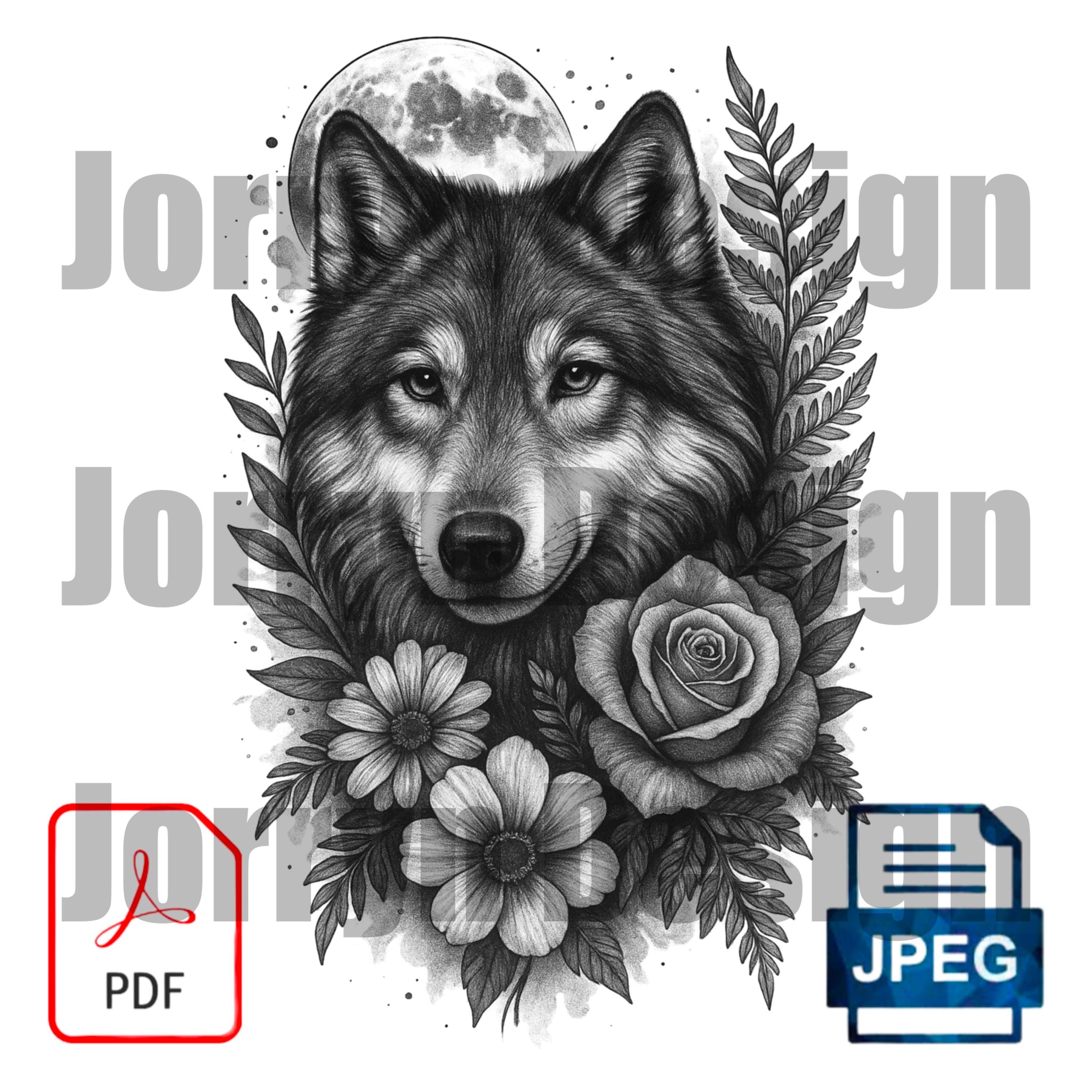 Tatuaje de lobo gris - Etsy México, image size:3000x3000