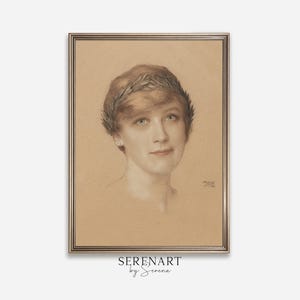 Vintage Woman Portrait Print: Rustic Oil Painting Wall Art (Digital Download)