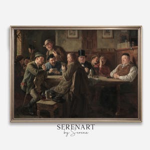 Vorstadtkneipe vintage olieverfschilderij kunst aan de muur, een pub in de voorsteden digitale print, rustieke figuratieve afdrukbare, primitieve gereproduceerde muur hangen