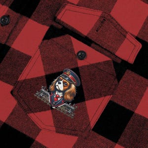 Railroad Dog Premium Flannel Shirt - Cozy Checks for Outdoors, Casual Wear, Camping, Fall Fashion, Gift Idea for Him and Her