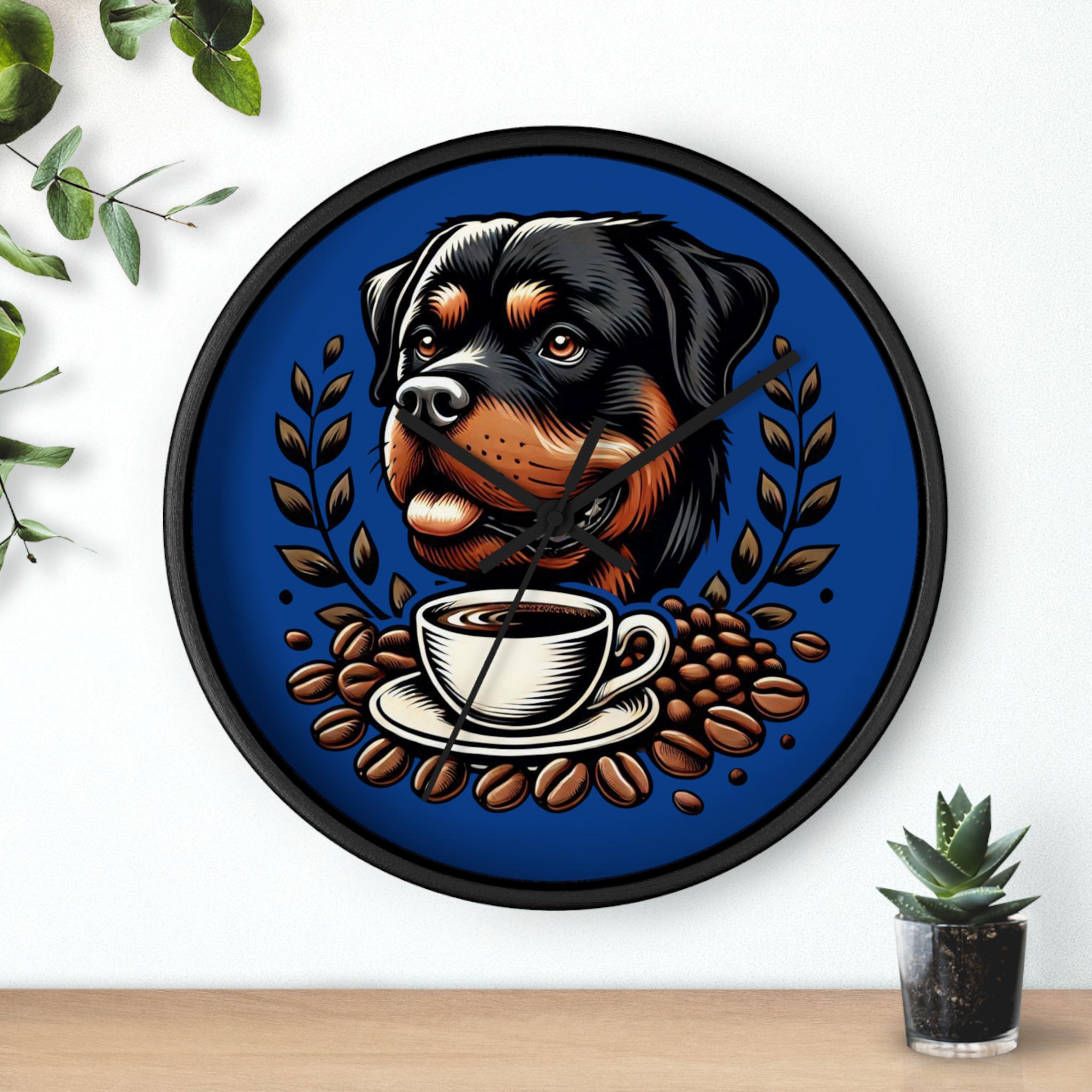 【リアル】壁掛け ペット時計 かわいい ロットワイラー インテリア ロットワイラー犬用壁掛け時計：コーヒー愛好家のためのホーム