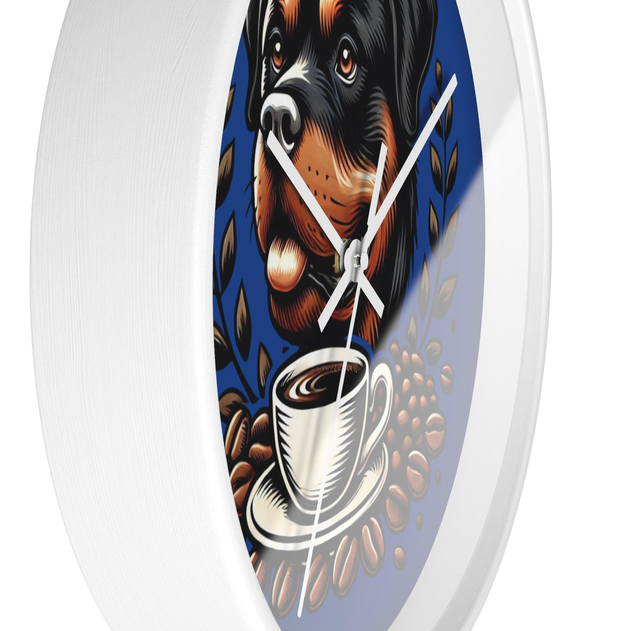 ロットワイラー犬用壁掛け時計：コーヒー愛好家のためのホーム