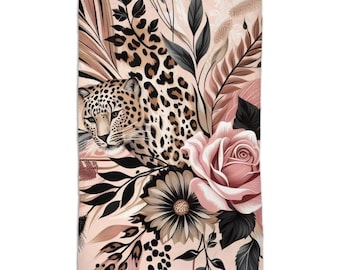 Bathroom Hand Towel With A Pink Leopard Design, Bathroom Decor, Bathroom Accessories, Bathroom Towel