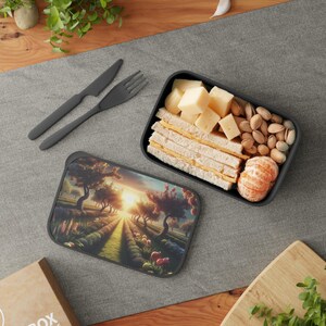Scenic Apple Orchard Bento Box, Eco-Friendly Lunch Container, Picnic Supplies, Lunchbox, Reusable Meal Prep Box, Gift for Foodies