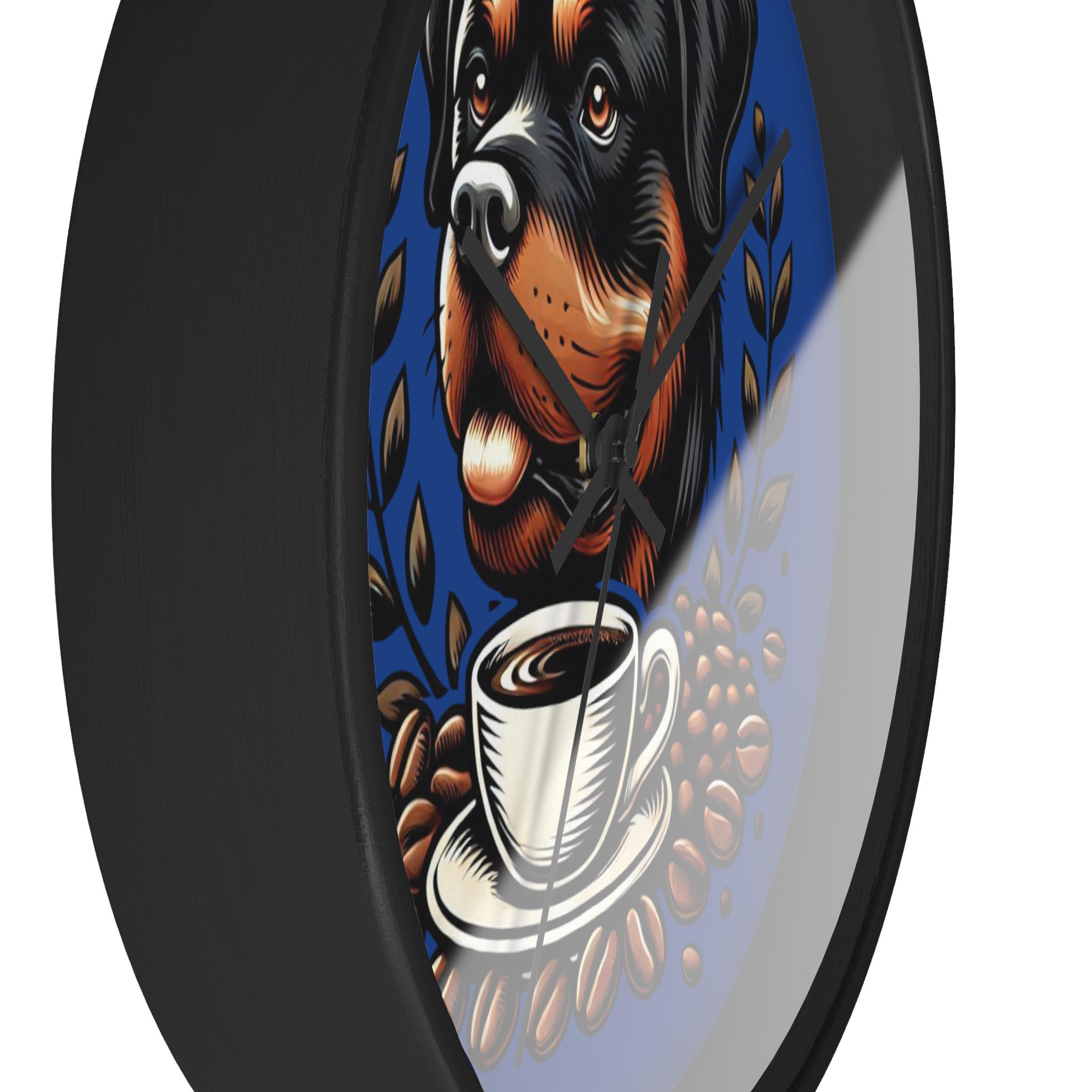 ロットワイラー犬用壁掛け時計：コーヒー愛好家のためのホーム