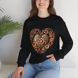 Floral Heart Sweatshirt: Romantic Gift Apparel