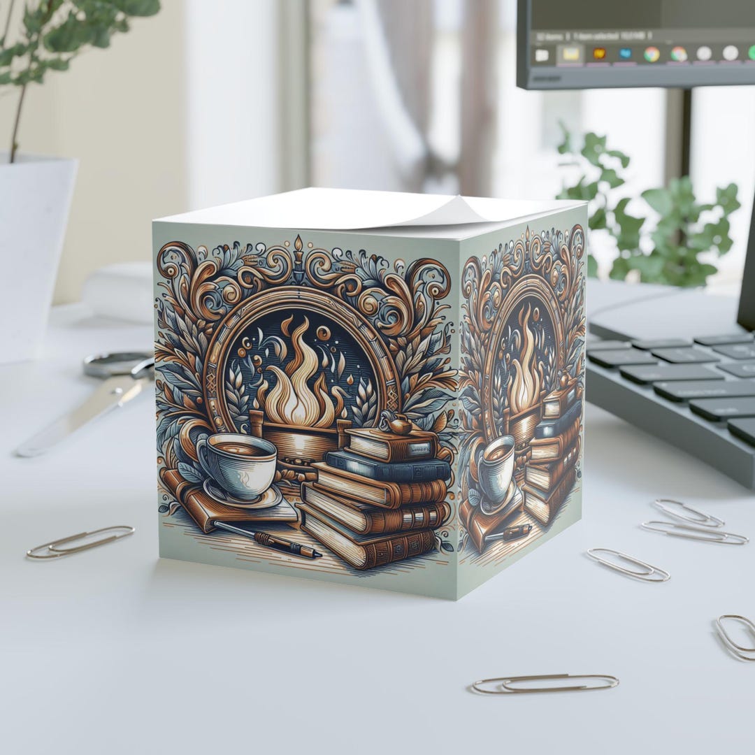Cozy 700 Page Note Cube - Cute Rustic Stationery for Book Lovers, Great ...