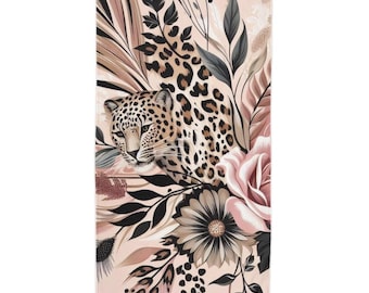Bathroom Bath Towel With Pink Leopard Design, Bathroom Decor, Bathroom Accessories, Bathroom Towel