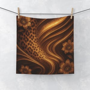 Stylish Face Towel Bathroom Decor Perfect Gift for Home Spa Days Bathroom Accessories Brown And Gold With Floral Leopard Design