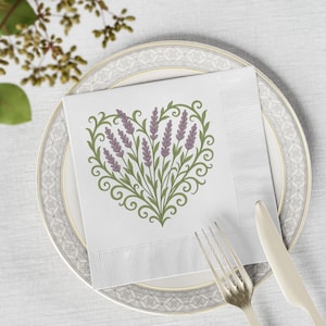 Servilletas de mesa con flores de lavanda: Decoración de mesa