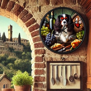 Orologio da parete a tema cane Cavalier King Charles Spaniel per gli amanti degli animali, orologio rustico, regalo per il proprietario del cane