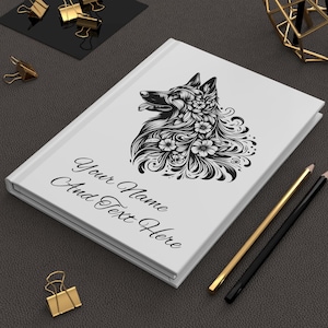 Journal floral personnalisé à couverture rigide de berger allemand, carnet pour amoureux des chiens, carnet de noms personnalisé, cadeau unique pour les écrivains, journal intime des amoureux de la nature