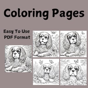 Cavalier King Charles Spaniel Coloring Pages: Garden Scenes (PDF)