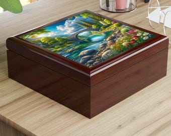 Scenic Jewelry Box or Decorative Keepsake box with Nature Artwork, Great for Gifting, Tabletop Organizer, Unique Home Decor, Office Decor